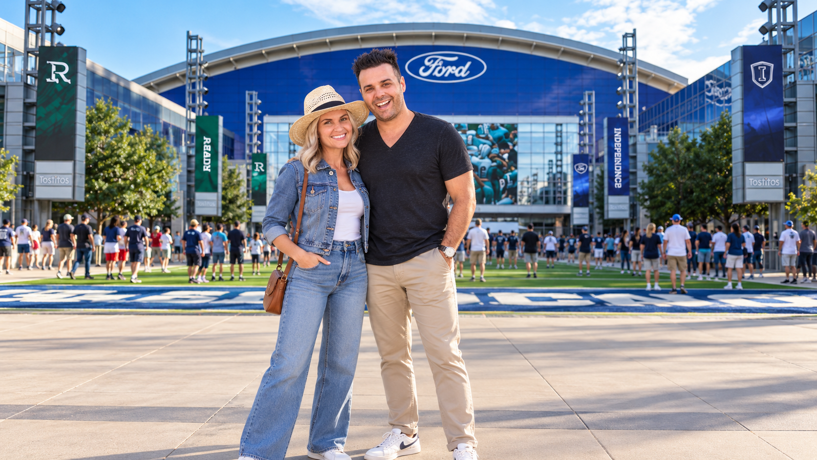 A couple standing outside The Star in Frisco